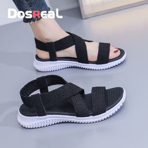 DosReaL Flats Sandals for Women Sale Korean Fashion Summer Sandals Two Strap Ladies Beach Sandals Outdoor Walking Footwear