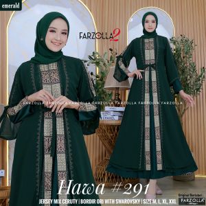 Gamis Abaya Turki Terbaru 2024 Bahan Jersey Lapis Luar Ceruti Aplikasi Mote dan Bordir Hawa 291