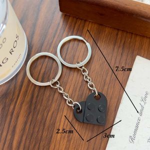 พวงกุญแจอิฐหัวใจแห่งความรักที่น่ารักสำหรับคู่รักมิตรภาพผู้หญิงผู้ชายเด็กผู้หญิงเด็กผู้ชายเด็กผู้หญิง2ชิ้น/ชุดของขวัญวันวาเลนไทน์พวงกุญแจเลโก้