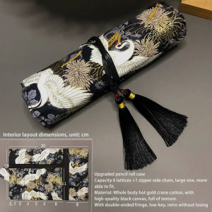 Large Capacity Stationery Bag Black Roll Pen Bag Pen fashion Curtain Exquisite Student Canvas Simple Stationery Gifts