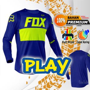 Pakaian baju jersey Set Motor cross trail motocross Balap custom F0X Biru Stabilo Adventure (Baju Saja) Free Nama Nomor sendiri trabas pria dewasa cros custom Enduro nama sendir ukuran Jerset Set Size S M L XL XXL cocok suka untuk crf wr klx dan touring