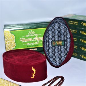 Songkok Merah Maroon Pria Dewasa Dan Anak Anak Logo Kujang Peci Betawi Motif Bordir Logo Kujang Merah Tinggi 9