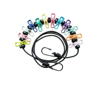 1.8 M Retractable Clothesline Elastic Stretch Non-slip Stretch Clothesline Practical with 12 Clips Clothes Drying Rope for Home