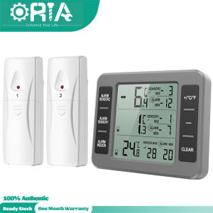 Termometer peti sejuk ORIA termometer Freezer Digital tanpa wayar dengan 2 sensor tanpa wayar penggera boleh didengar Min/Max rekod paparan LCD untuk restoran rumah bar kafe