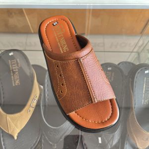 Dép nam quai ngang đế BOSS cao 3cm che kín bàn chân màu đen/nâu/vàng MS15