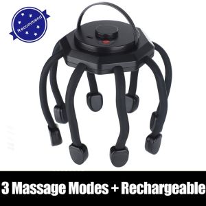 Electric Octopus Claw Scalp Massager Hands Free Therapeutic Head Scratcher Relief Hair Stimulation Rechargable Stress Relief