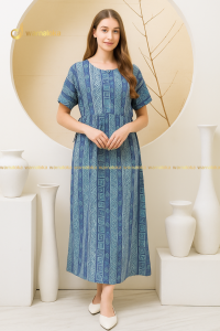 Baju kelawar cotton corak bunga comfy breathable kaftan labuh dress tidur wanita gaya muslimah