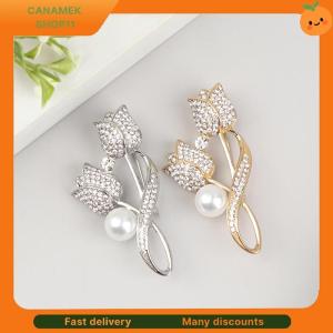 ❣️❣️❣️ 1Pc Brooch Rhinestone Tulip Flower Brooch Anti-glare Suit Brooch Collar Pin Jewelry