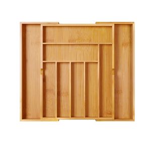 AMELY Natural Utensil Drawer Organizer Bamboo Expandable Cabinet Drawers Dividers Grooved Drawer Dividers Adjustable Grooved Cutlery Tray Flatware