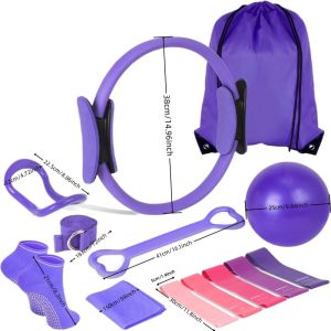 RTEUY 13Pcs/Set Portable Pilates Ball Set Weight Loss Body Shaping Yoga Pilates Circle Exercise Accessories Professional Pilates Equipment Kit Home Workouts