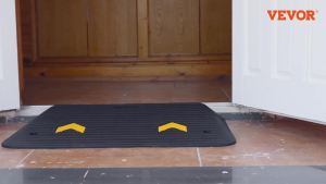 VEVOR Upgraded Rubber Threshold Ramp 1" Rise Wheelchair Ramp Doorway Natural Curb Ramp Rated 33069Lbs Load Capacity Non-Slip Textured Surface Rubber Curb Ramp for Wheelchair and Scooter