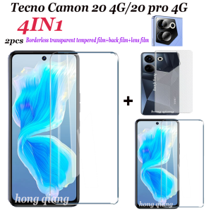 4IN1-For Tecno Camon 20 20 Pro 20 Premier 19 19 Pro 18 18P 17P with 2 screen transparent tempered glass Film+back film+lens film
