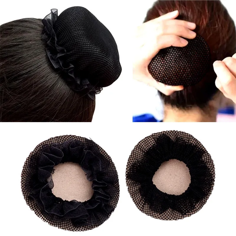 Luckin Mart Reusable Bun Hair Nets Elastic Flower Edge Hairnet for