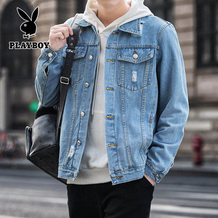 Korean denim jacket mens best sale