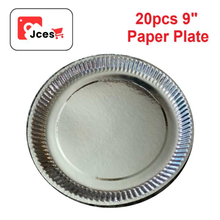 Silver Paper Plate 9 Inches 20pcs Laminated, Disposables, Siomai ...