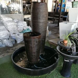 S20 Feng Shui 4 ft Round Water Pond Pot Fountain Kolam Air Sandstone Garden Water Feature Balinese 风水流水喷泉瀑布池 Quiet
