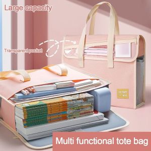 SWIFTTIDE Flip Cover Handbag Large Capacity Multilayer Tutoring Bag  Thickening Widening A4 File Bag Gift