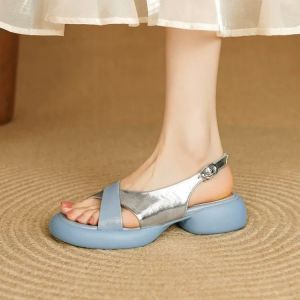 [Free Shipping] 2026 Spring/Summer New Fashionable Casual Soft Leather Cross-Strap Open-Toe Sandals For Women