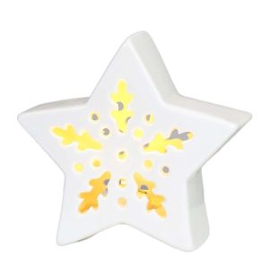 YOUSHI TOP Gốm sứ Đồ trang trí đèn sứ Đèn LED Pin nút Đèn ngủ hình ngôi nhà Đồ trang trí bàn làm việc Giáng sinh Ngôi sao Đèn không khí Giáng sinh Phòng trẻ em