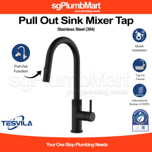 Tesvila x sgPlumbMart TKF-A60-4 Stainless Steel Pull Out Spout Sink Tap Mixer Kitchen Hot and Cold Water