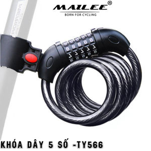 Khóa Dây Xe Đạp 5 Số Lõi Thép Bọc PVC 120cm (đã kèm pát đế gắn cốt yên) mật khẩu mặc định 00000 - Mai Lee