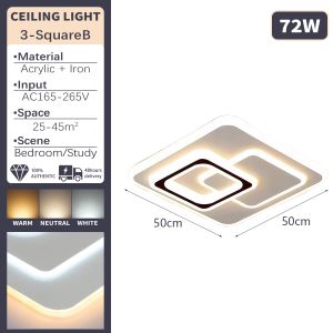 Ceiling Light Three Color Modern Simple Embedded Light Living Room Bedroom Study Decoration Lighting