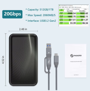 ORICO  2000MB/s USB3.2 Gen2 Portable SSD 512GB/1TB/2TB 2-in-1 Data Cable Waterproof Shockproof Dustproof Perfect for Outdoor Adventures