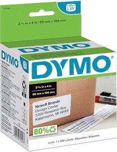 DYMO Authentic LW Large Shipping Labels DYMO Labels for LabelWriter Label Printers Print Up to 6-Line Addresses 2-5/16" x 4" 1 Roll of 300