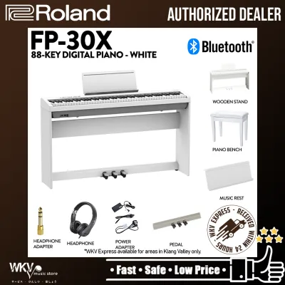 Roland FP-30X 88-key Digital Piano with Headphone and Adapter - White ( FP30X /RH-5)