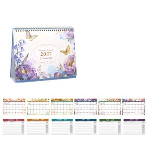 DCITZ Thick Paper 2027 Desk Calendar Portable Spiral Bound Calendar Table Planner Decorative Daily Schedule Calendar Home Office