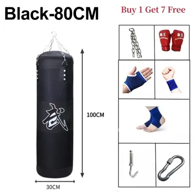 【Buy 1 Get 7 FREE】Heavy-Duty Fitness Sandbag Punching Bag 80–120CM with Gloves Durable Boxing Training Bag for Adults Kids Home Gym Hanging Kickboxing Equipment