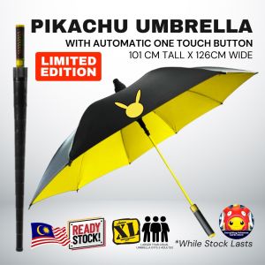 [NEW] Limited Edition Pokemon Pikachu Umbrella Custom Logo Extra Large Long Handle Big Umbrella Rain Sun Payung Besar