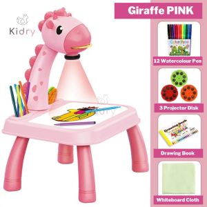 Painting Drawing LED Projector Table for Kids Children Early Learning Educational Light Music | Meja Lukis Kanak