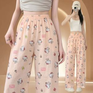 JANDJ Korean Style Plaid Sleepwear Printed Pajama Pants For Women High Waist Thin Section Pajama Pants PJ.2 8802