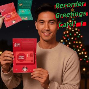 LEIFNYDI แม่เหล็ก บัตรอวยพรบันทึกเสียง แบตเตอรี่กระดุม 30 วินาที บัตรอวยพรจากเครื่องเล่นแผ่นเสียง ประหลาดใจ ของเล่น กล่องบันทึกคริสต์มาส วันวาเลนไทน์