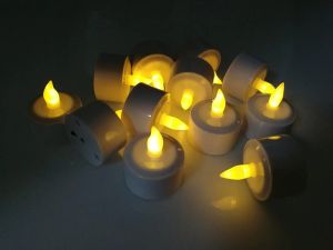 Set of 12 Rechargeable LED Candle Flameless Flickering Tea Light Electric Lamp Waxless Valentine Home Wedding Xmas Table Decor