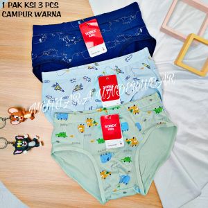 Celana Dalam Anak Laki-Laki Sorex 1 Pak 3 pcs Kode 652 603 604 605 606 670 Size S-XL Bahan Supersoft
