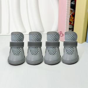 OUTOPEN 4Pcs Wear Resistant Dog Mesh Shoes Non-Slip Breathable Puppy Foot Covers Fashion Adjustable Strap Pet Net Boots Outdoor