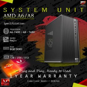 Desktop Build AMD A6 / A8 fm2+ Motherboard/8-16gb ddr3/120-512gb ssd Case with 700 watts PSU