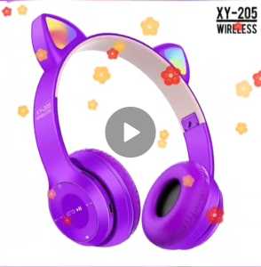 Headphone Bluetooh Cat Ear Earphone XY 205 Hedset Handsfree Telingga Kucing Big Bass original
