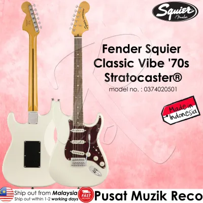 Fender Squier 0374020501 Classic Vibe 70s Stratocaster Electric Guitar Laurel FB Olympic White (Made in Indonesia)