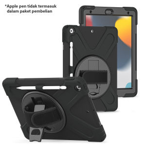 Armor Rugged Case iPad 9 / iPad 8 / iPad 7 10.2 inch 2021 2020 2019 Hybrid Protective Casing Hardcase Hand Strap Stand Cover Pelindung Shockproof Tahan Banting