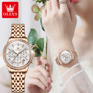 OLEVS Jam Tangan Wanita Terbaru 2025 Anti Air Original Fashion Cewek Korea impor Analog Emas Mawar Elegan Mewah Women Watch