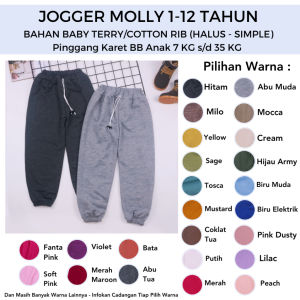 Jogger Molly Uk 7-8 Tahun / Pants Celana Panjang Joger Anak Perempuan Laki Laki Grosir Murah Polos Alinkidos