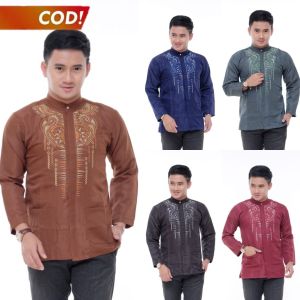 Koko Pria Terbaru 2021: Kemeja Koko Lengan Panjang & Motif Bordir