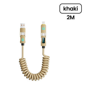 Basemo 240W Fast Charging Cable Digital Display Type C Lighting Spring Data Cable For Carplay