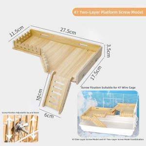 JUVIAAL Wooden Wooden Hamster Platform Fence Proof Design Anti-Bite Hamster Climbing Platform Cage Accessories Safe Pet Stand Toy Hamster Cage