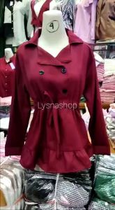 Kemeja Wanita Atasan Blouse Model Bangkok Casual Lengan Panjang Terbaru Fashion Muslim Variasi Serut Bahan Moscrepe 0100