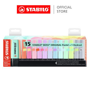 STABILO® BOSS® ORIGINAL Highlighter Deskset of 15 Assorted Colours - Original / Pastel Desk Set