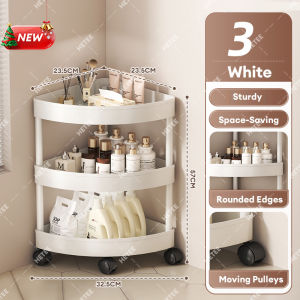 HETEE 5 Layer Bathroom Corner Shelf Shower Organizer Rack With Wheel Kitchen Rack Trolley Shelf